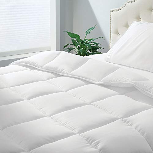  MDesign King All-Season Down Alternative Quilted Duvet Insert Or Stand-Alone Comforter - Plush Hypoallergenic Microfiber Fill, Box Stitched - Machine Washable - Optic White