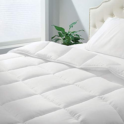  MDesign King All-Season Down Alternative Quilted Duvet Insert Or Stand-Alone Comforter - Plush Hypoallergenic Microfiber Fill, Box Stitched - Machine Washable - Optic White