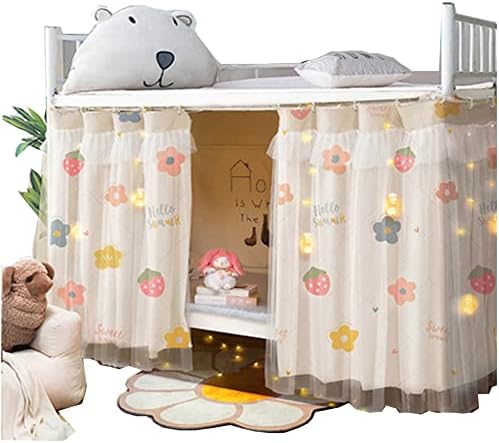  Qubanda Dorm Home Bunk Nets Bed Curtains Cloth Bed Canopy Blackout Students Curtain Shading Nets Breathable Dustproof Single Sleeper
