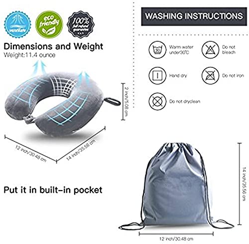  Travel Neck Pillow - Memory Foam Pillow Support Pillow,Luxury Compact & Lightweight Quick Pack For Camping,Sleeping Rest Cushion (Grey)