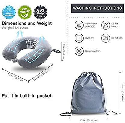 Travel Neck Pillow - Memory Foam Pillow Support Pillow,Luxury Compact & Lightweight Quick Pack For Camping,Sleeping Rest Cushion (Grey)