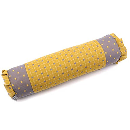  Edomi Buckwheat Neck Roll Pillow - Cervical Bolster Pillow Cylinder Lumbar Support Hard Round Side Sleeping Pillow For Shoulder Pain Buckwheat Hulls Fill (16x4 Inch, Yellow)
