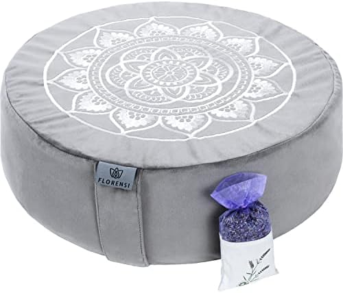  Florensi Meditation Cushion - Comfortable Floor Pillow - Traditional Tibetan Meditation Pillow With Beautiful Velvet Cover - Large Floor Cushion Seating For Adults - Premium Yoga Buckwheat Bolster