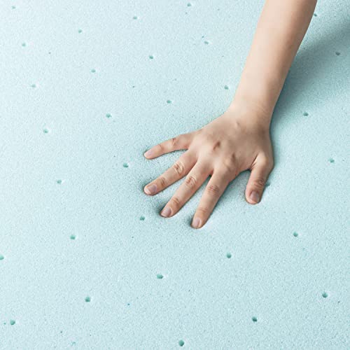  Best Price Mattress 2.5 Inch Ventilated Memory Foam Mattress Topper, Cooling Gel Infusion, CertiPUR-US Certified, Twin XL,Blue