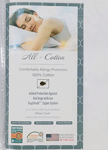  Premium 100% Cotton Zippered Euro Square Pillow Protector - 26 X 26 - White - 300 Thread Count - Hypoallergenic Pillowcase With Zipper - Breathable Encasement Cover