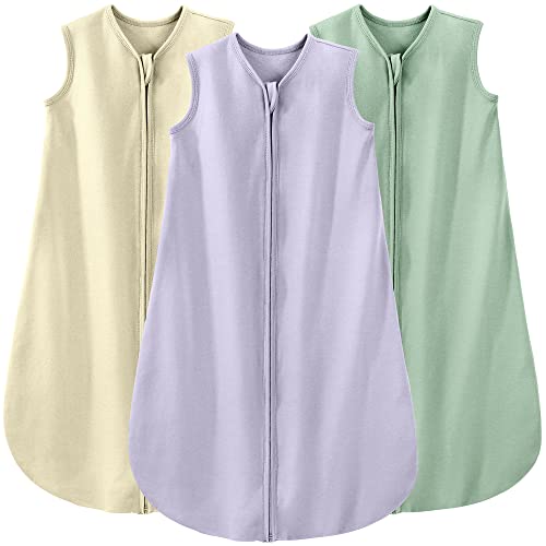  Yoofoss Baby Sleep Sack 0-6 Months Baby Wearable Blanket 100% Cotton 2-Way Zipper TOG 0.5 Toddler Sleeping Sack 3 Pack, Comfy Soft Lightweight Sleep Sacks For Babies(Small)