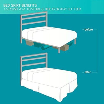  True Luxury King Size Bed Skirt 400 Thread Count Egyptian Cotton Pleated Split Cornor Bed Skirt { Drop/Fall Length 20 Inch King (76X80) Peach Solid