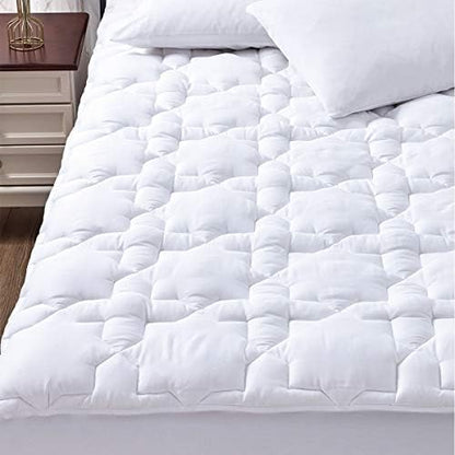  Cozylux Twin XL Cotton Mattress Pad Deep Pocket Quilted Mattress Cover Extra Long For College Dorm PillowTop Mattress Protector Up To 20", Fitted Sheet Mattress Cover, 39x80 Inches, White
