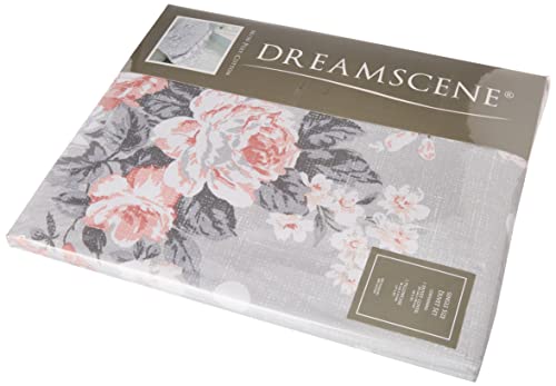  English Rose Duvet Cover With Pillow Case Reversible Floral Bedding Set, Grey Blush White - Single