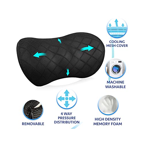  Life Design Lumbar Support Memory Foam Pillow – Lumbar Support Pillow For Office Chair – Lower Back Pain Relief – Great For Car Seat, Back Support, Computer Desk, Gaming Chair, Recliner Chair (Black)