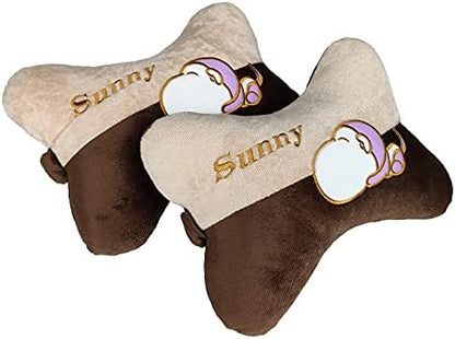  Tianmei 2PCS LMT Cartoon Styling Car Headrest Protect Neck Pillow Cute Fashion Travel Rest Pillow Cushion Pad (LMT - Gray Color 1 Pair)