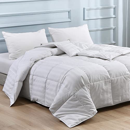  Goose Feather Down Comforter King Size Lightweight Down Comforter White Down Duvet Insert King Down Bedding Comforter With 100% Cotton Shell 500TC Count 106 X 90 Inches