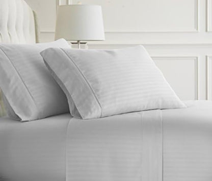  Ienjoy Home Hotel Collection Embossed Chevron 4 Piece Sheet Set, Queen, Ivory (BLL-CHEV-Queen-Ivory)