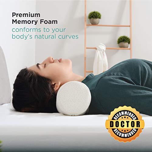  Milliard Memory Foam Neck Roll Pillow Cervical Bolster With Bamboo Cover – Spine Lumbar Traction Spondylosis Support 4 Inch Diameter X 17 Inch Length (4 Inch)