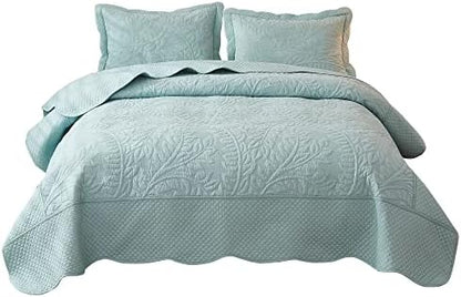  MarCielo 3-Piece 100% Cotton Oversized Bedspread Set Coverlet Set Lightweight Quilt Set Embroidery Farmhouse Bedding Set (Natural Beige, King (118"x106"))