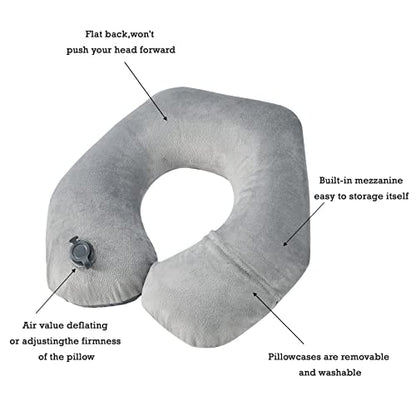  Commollis 4-in-1 Airplane Essentials-Travel Blanket And Pillow Set For Airplanes - Includes Blanket, Inflatable Pillow, Eye Mask, And Earplugs