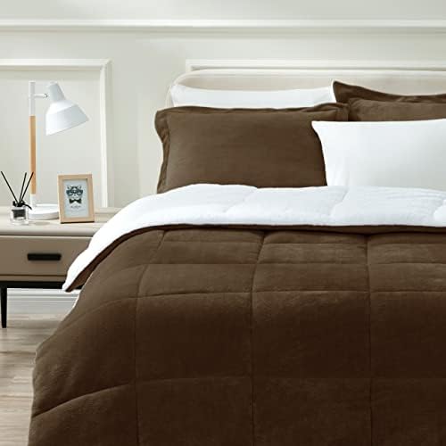  ART DEMO Home Sherpa Fleece All Season Ultra Soft Hypoallergenic Comforter Bed Set With Pillow Shams For Dorm, 2 Piece, Twin Size, Sage Green (SHPA-TWN-SG)