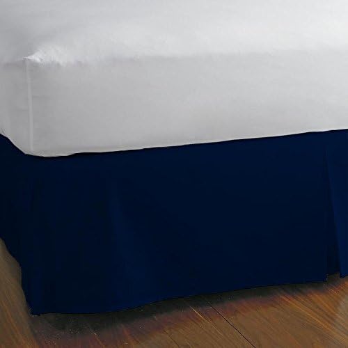  Pinch Pleated Split Corner Bed Skirt 100% Egyptian Cotton 600 Thread Count 15 Inch Drop Luxurious Decorative & Easy To Wash Wrinkle & Fade Resistant (King, White)