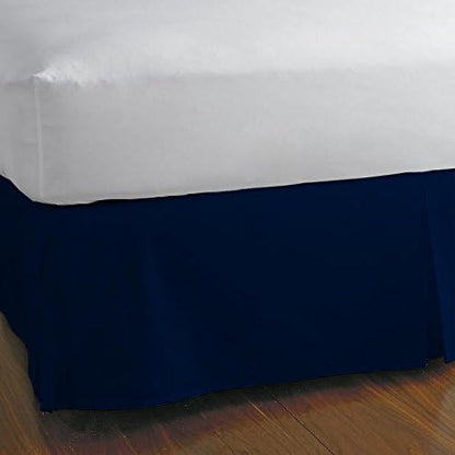  Pinch Pleated Split Corner Bed Skirt 100% Egyptian Cotton 600 Thread Count 15 Inch Drop Luxurious Decorative & Easy To Wash Wrinkle & Fade Resistant (King, White)