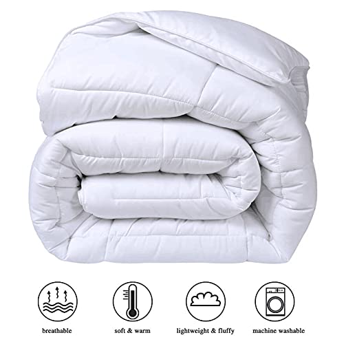  Queen 2100 Series Cooling Comforter Down Alternative Quilted Duvet Insert With Corner Tabs All-Season - Luxury Soft Hotel Comforter - Breathable - Reversible - Machine Washable - White