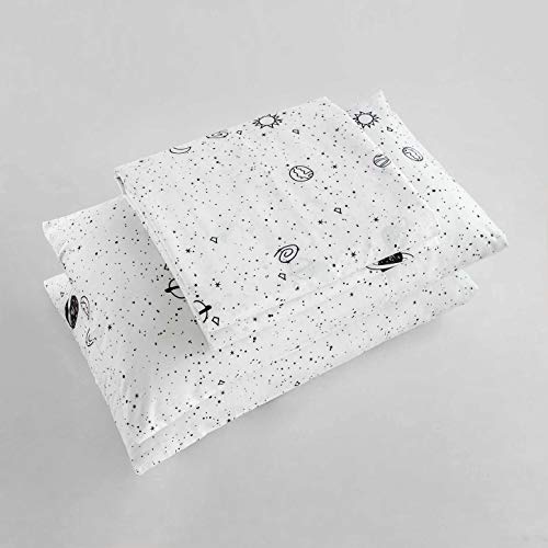  White Celestial Duvet Cover Queen 100% Cotton Cute Planet Duvet Cover 3 Pieces Set 1 Galaxy Star Pattern Duvet Cover With Zipper Ties 2 Pillowcases Luxury Soft Celestial Bedding Set Durable