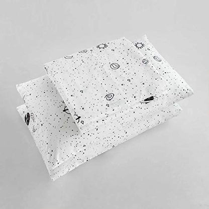  White Celestial Duvet Cover Queen 100% Cotton Cute Planet Duvet Cover 3 Pieces Set 1 Galaxy Star Pattern Duvet Cover With Zipper Ties 2 Pillowcases Luxury Soft Celestial Bedding Set Durable
