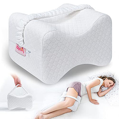  AngQi Knee Pillow For Side Sleepers, Leg Pillow For Lower Back Pain, Memory Foam Knee Support Pillow, Orthopedic Knee Pillow For Sleeping Hip Pain, Sciatica - With Leg Strap And Washable Cover