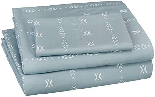  Amazon Basics Soft Microfiber 4 Piece Sheet Set With Elastic Pockets, Full, Black Grid, Geometric