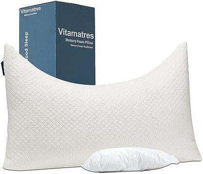  Lomenmon Side Sleeper Pillow For Neck And Shoulder Pain, Adjustable Soft And Firm Shredded Memory Foam Pillows, Ergonomic Pillow With Washable And Removable Pillow