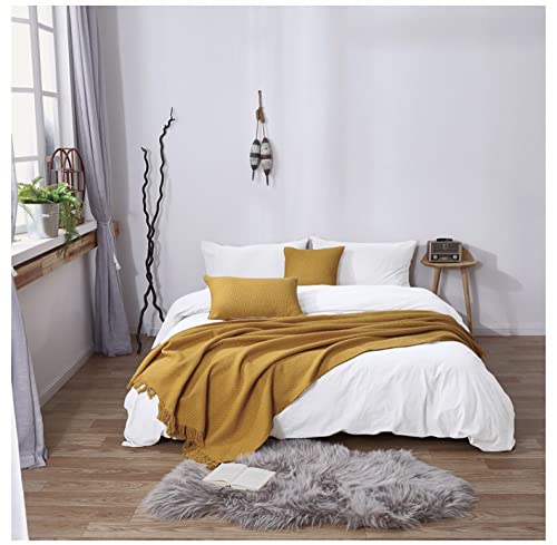  QFWMCW Hotel Bedding Bed Runners For King Size Modern Bedspreads Solid Color Scarf Cover Tassel Scarves Queen Home Decoration Throws Foot Of Bed, Gray, 45*180CM(1.2m Bed)