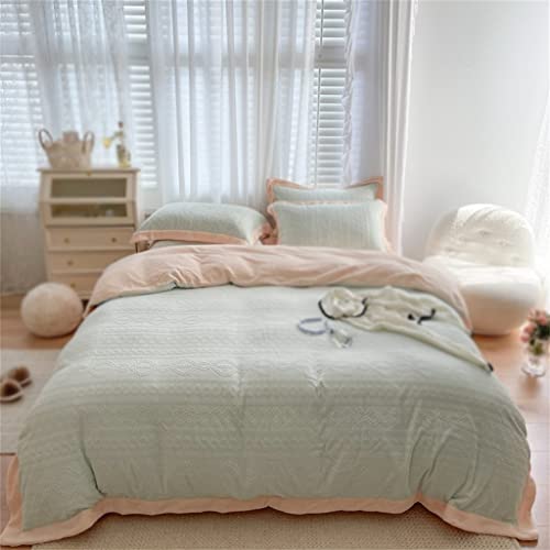 WALNUT 4 Pieces Super Soft Comfortable Plush Quilt Cover Pillow Sheet Carved Velvet Duvet Cover Beige Queen Double (Color : D, Size : 200 * 230cm)