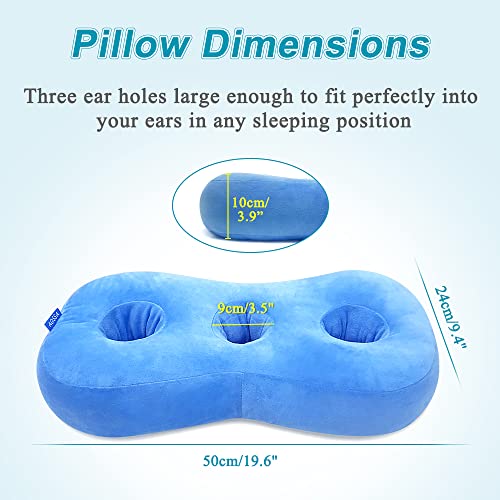  AOSSA Piercing Pillow For Side Sleepers Ear Protector CNH Pillow With Ear Holes For Pressure Sores Ear Pain Relief Headphones Donut Pillow For Head Ear Cushion Side Sleeping Pillow (Blue)