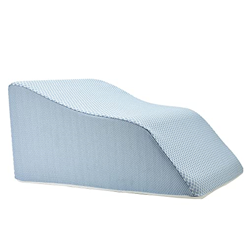  Lounge Doctor Elevating Leg Rest Pillow With Memory Foam, Uniquely Designed Incline Wedge For Vein Circulation, Leg Swelling, Lymphedema,Leg And Back Pain, Relaxation, Light Blue, 24" Wide, Medium