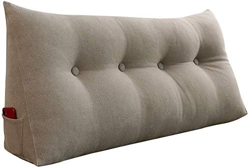  WOWMAX Wedge Body Positioners Pillow Triangular Reading Bedrest Throw Pillows Bolster Headboard Back Support Lumbar Cushion Pillow For Daybed With Removable Cover Linen Cotton Blend Dusty Taupe Twin