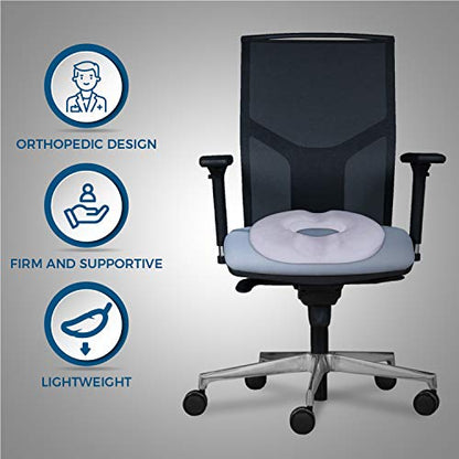 Donut Pillow Hemorrhoid Seat Cushion - Orthopedic Memory Foam – Contoured Luxury Comfort, Pain Relief And Supports Prostate, Pregnancy, Post Natal Sciatica Coccyx, Surgery & Tailbone Pressure Dr Flink