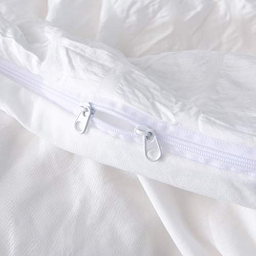  3 Pieces Textured Duvet Cover White Set With Zipper Closure,100% Washed Microfiber Seersucker Fabric,Luxury Hotel Quality Bedding-King Size(1 Duvet Cover 2 Pillowcases)