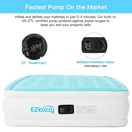 Air Mattress With Built-in Pump Raised Single Inflatable Bed-Puncture Resistant Airbed With Waterproof Flocked Top, Home & Portable Trave - Easy To Inflate/Quick Set UP (Twin)