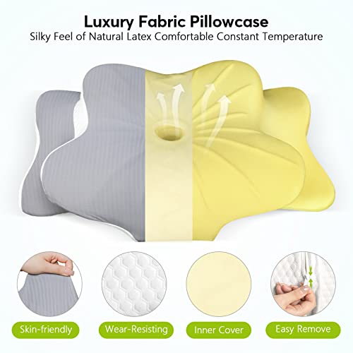  Voovc Cervical Neck Pillow, Memory Foam Pillows For Pain Relief Sleeping, Ergonomic Contour Orthopedic Support Pillows For Sleeping, Neck Shoulder Pain, Back Side Sleepers - VM1