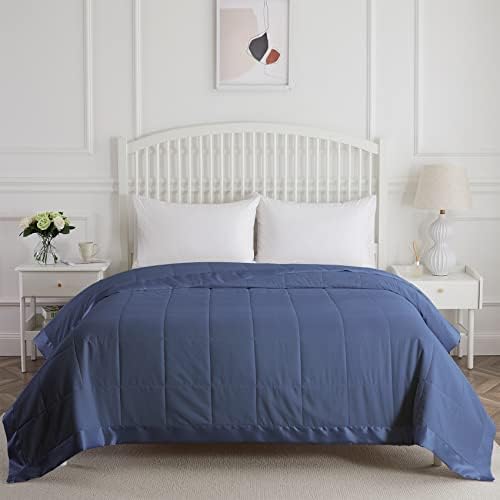  COMFLIVE Down Alternative Blanket With Satin Trim, Queen Size Blanket For Bed, Lightweight Blanket For All Seasons - Winter Summer Comfort Soft (Beige, Full/Queen)