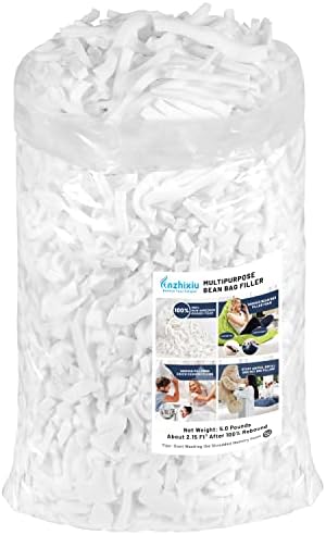  Anzhixiu Bean Bag Chair Filler Shredded Memory Foam 100% New,5Pounds,Pillow Stuffing For Couch Pillows, Stuffed Animals, Dog Bed & Couch Cushion Filling, Light Brown Color