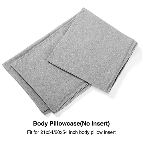  Body Pillow Cover Case 20x54 Inch, Soft Cotton Long Pillowcase With Zipper, Jersey, 20x54 Inch, Light Grey