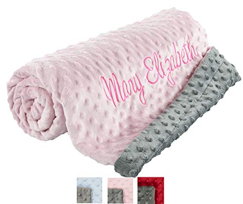  Personalized Baby Blankets With Name, Newborn Baby Girl Gifts, Custom Baby Name Blanket, Plush And Cozy Minky, Baby Gifts For Newborn, Customized Pink Blanket For Baby Girl