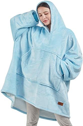  Degrees Of Comfort Wearable Blanket Hoodie For Kids Girls, Sherpa Hooded Blankets Sweatshirt With Pockets, One Size Fits All, Pink, 30x28 Inch