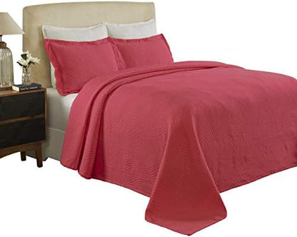  Cascade Cotton Jacquard Matelassé 3-Piece Bedspread Set