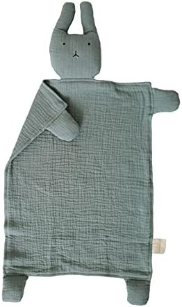  Marlowe & Co Organic Cotton Muslin Lovey Blanket, Organic Cotton Muslin Bunny Security Blanket (Natural Sand)