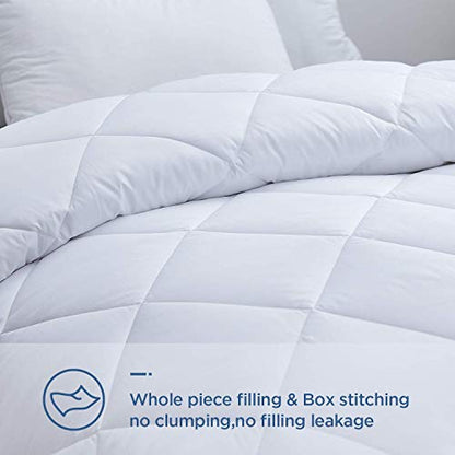  Acanva Twin Down Alternative Comforter-- All-Season Quilted Lightweight Comforter Duvet Insert Twin With 300GSM Soft Microfiber Fill Machine Washable, White, Diamond Stitched Twin