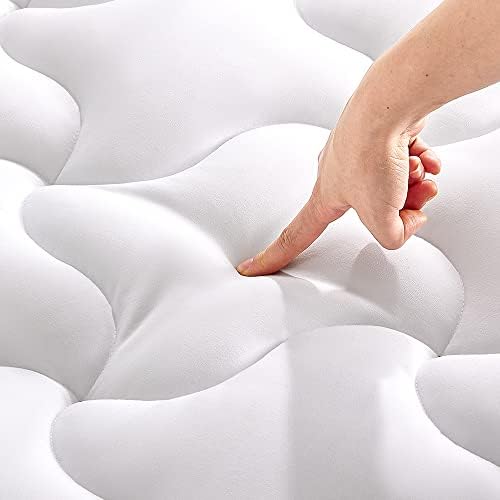 Cooling Mattress Topper Twin Mattress Pad, Quilted Fitted Mattress Cover, Machine Washable, Soft Fluffy Down Alternative, Deep Pocket 8~21 Inch (White, Twin)