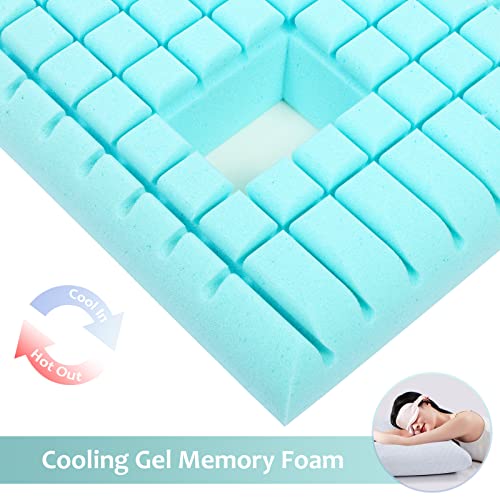  HAVARGO Ear Pillows With Holes For Ear Pain, Ear Piercing Pillow For Side Sleeping, Cooling Memory Foam Pillow For Pierced Ears Side Sleepers