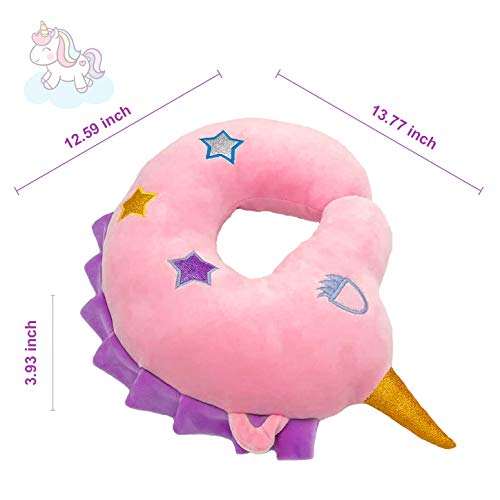  Kids Travel Pillow, Neck Pillow For Kids, Unicorn Traveling Soft 360° Head & Neck Sleeping Supporting Children Animal U Shaped Cushion,Car Seat & Airplane Travel Accessories,Christmas Gift