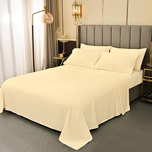  LONAVA King Size Sheets Set - 6 Piece Set Wrinkle Free Hotel Luxury Oeko-TEX Sheets And Pillowcases Set, Silky Soft Microfiber Bed Sheets, Breathable And Elastic, 16-Inch Deep Pockets, Gray